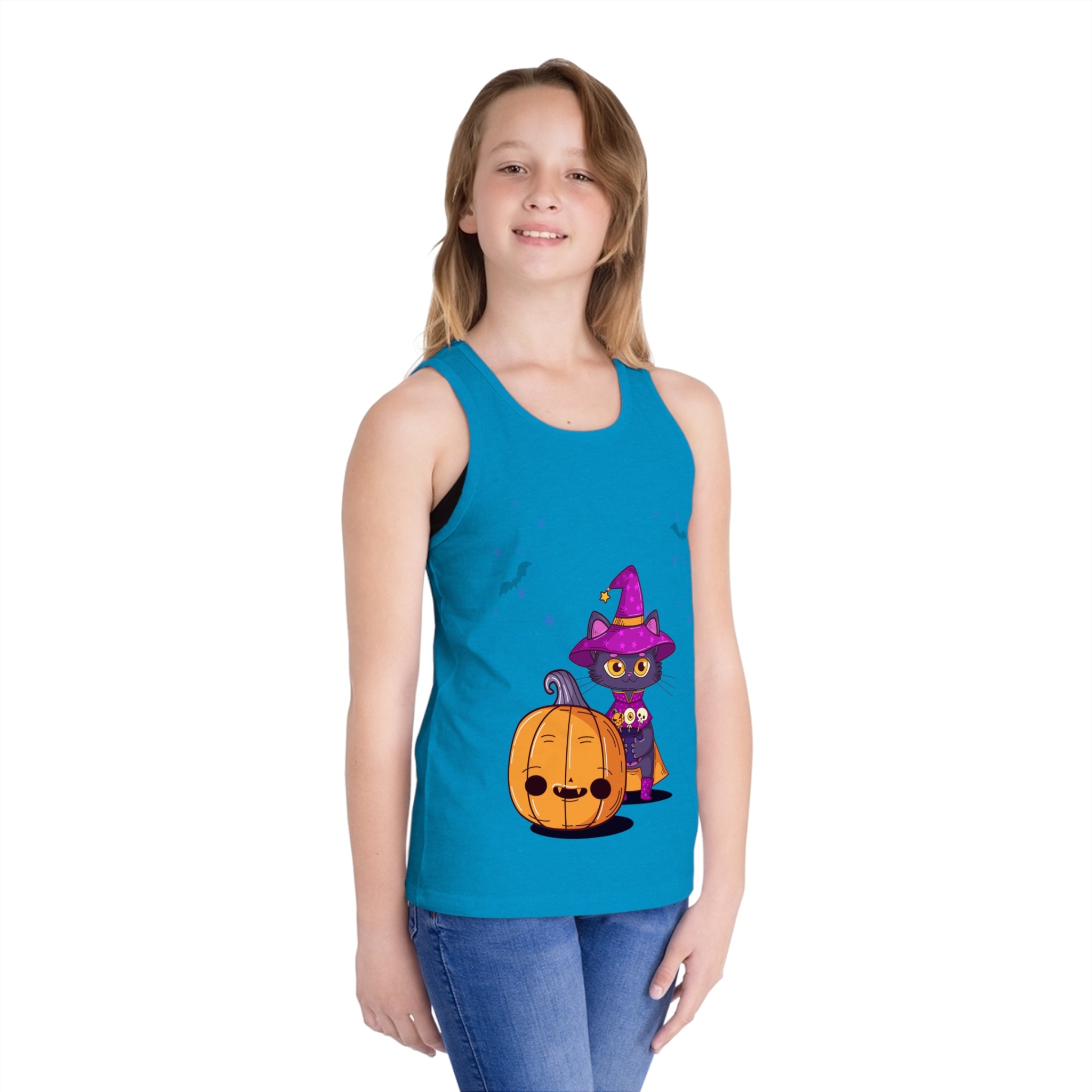 Happy Halloween with Witch Cats | Kid's Jersey Tank Top